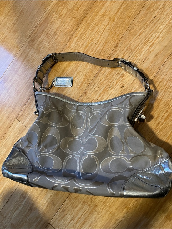 Coach Handbags - Coach Metallic Gray Shoulder Bag